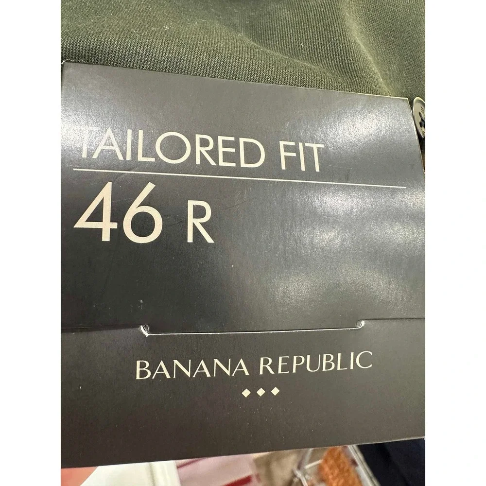 Banana Republic Mens Tailored Fit Blazer 46R Olive Green 2-Button Sport Coat